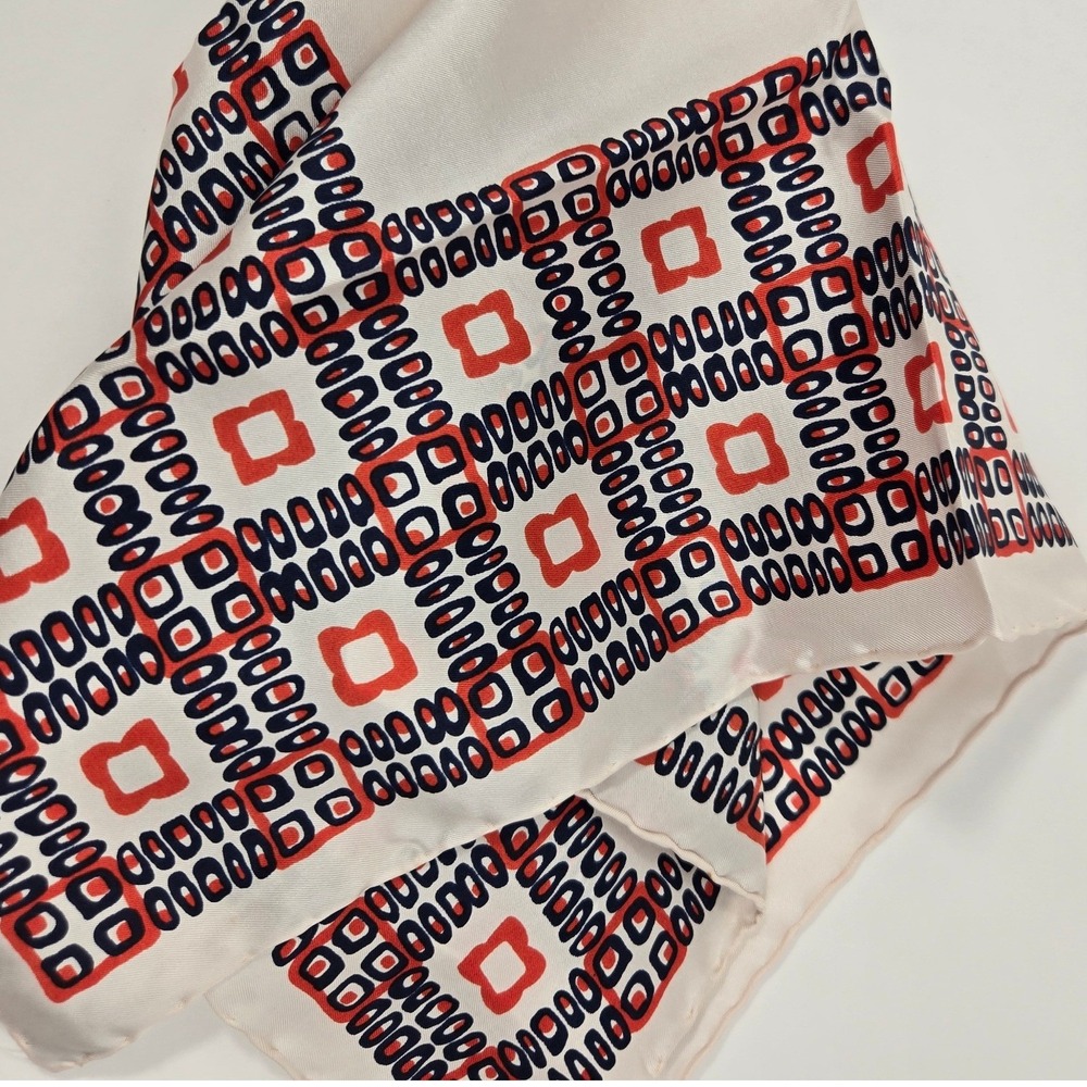Vintage Sulka Silk Pocket Square Made in Italy Hand Rolled Retro Geometric